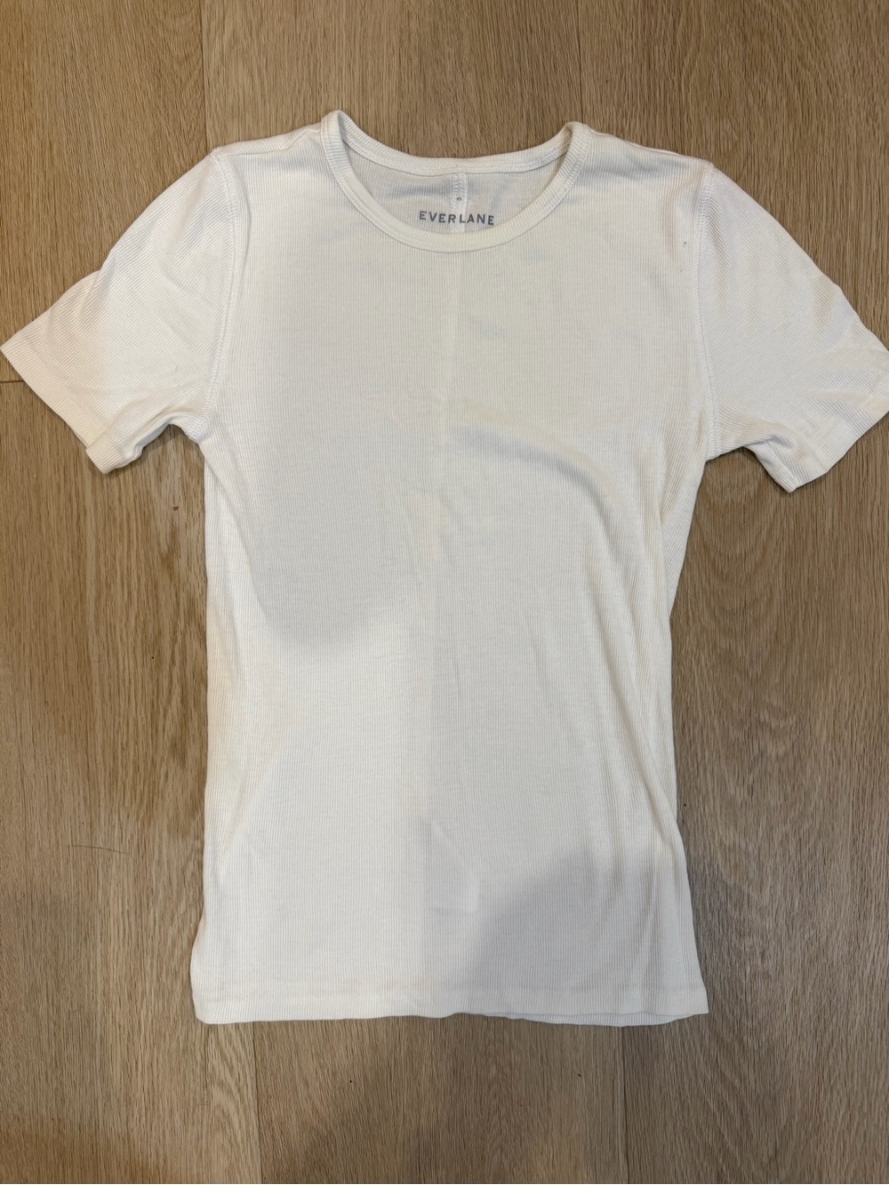 Everlane Pima Ribbed Crew Neck T-Shirt White XS